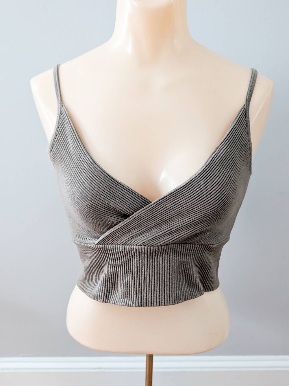 Aura Ribbed Surplice Neck Crop Top Bralette